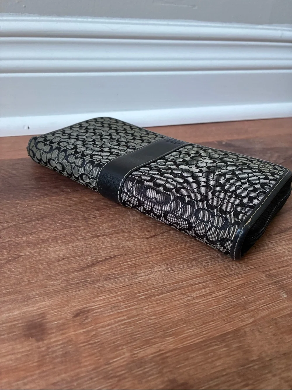 Coach Signature Jacquard Monogram Zip Around Long Wallet